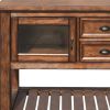 58" Rustic Brown Rolling Kitchen Cart With Storage