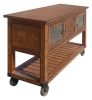 58" Rustic Brown Rolling Kitchen Cart With Storage