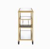 40" Clear and Gold Glass and Iron Rolling Prep Table