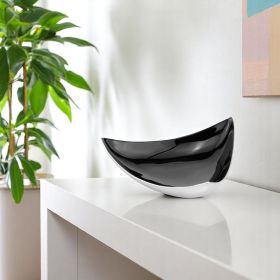 14" Black and Silver Aluminum Triangular Bowl
