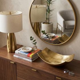 13" Gold Aluminum Modern Scoop Centerpiece Bowl
