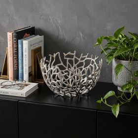 15" Silver Aluminum Twigs Centerpiece Bowl