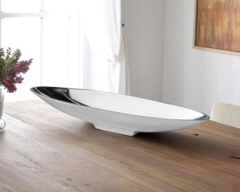 20" Contempo Shiny Silver Short Boat Tray