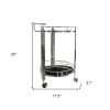 Chrome Round Two Tier Rolling  Serving Or Bar Cart
