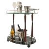 19" Glass and Aluminum Oval Rolling Kitchen Cart