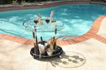 19" Glass and Aluminum Oval Rolling Kitchen Cart