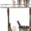 19" Glass and Aluminum Oval Rolling Kitchen Cart