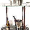 19" Glass and Aluminum Oval Rolling Kitchen Cart