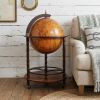 22" Brown Solid Wood Round Rolling Bar Cart