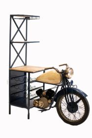 21" Blue Solid Wood and Iron Rolling Kitchen Cart