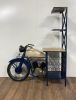 21" Blue Solid Wood and Iron Rolling Kitchen Cart