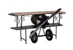 24" Black Solid Wood and Iron Rolling Kitchen Cart