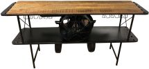 24" Black Solid Wood and Iron Rolling Kitchen Cart
