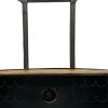 18" Yellow Solid Wood and Iron Kitchen Cart