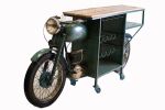 17" Green Solid Wood and Iron Rolling Kitchen Cart