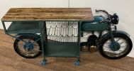 17" Green Solid Wood and Iron Rolling Kitchen Cart
