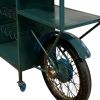 17" Green Solid Wood and Iron Rolling Kitchen Cart