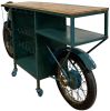 17" Green Solid Wood and Iron Rolling Kitchen Cart