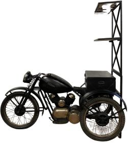 42" Black Solid Wood and Iron Rolling Kitchen Cart