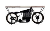 17" Black Metal and Solid Wood Motorcycle Bar Cart With Wine Storage