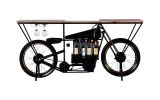 17" Black Metal and Solid Wood Motorcycle Bar Cart With Wine Storage