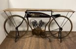 14" Silver Solid Wood and Iron Rolling Kitchen Cart