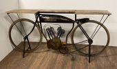 14" Silver Solid Wood and Iron Rolling Kitchen Cart