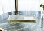 18 Mouth Blown Rectangular Edge Gold Leaf Serving Platter Or Tray
