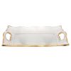 20" Clear And Gold Seeded Glass Serving Tray With Handles