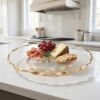 13" Clear and Gold Round Glass Hand Finished Lazy Susan