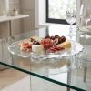 13" Clear And Silver Round Glass Hand Finished Lazy Susan