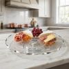 13" Clear And Silver Round Glass Hand Finished Lazy Susan