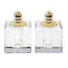Set of Two Clear And Gold Crystal Striped Pepper Shakers