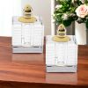 Set of Two Clear And Gold Crystal Striped Pepper Shakers