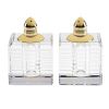 Set of Two Clear And Gold Crystal Striped Pepper Shakers