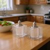 Set of Two Clear And Silver Crystal Striped Pepper Shakers