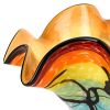 17" Red Yellow and Green Wavy Glass Centerpiece Bowl