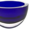 6" Blue Lead Free Crystal Round Serving Bowl