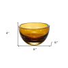 6" Amber Mouth Blown Crystal Thick Walled Bowl