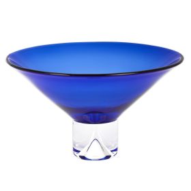 11" Blue Crystal Round Serving Bowl