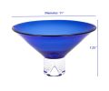 11" Blue Crystal Round Serving Bowl