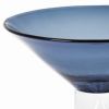 11" Blue Mouth Blown Crystal Round Pedestal Centerpiece Bowl
