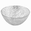 11" Clear And Silver Glass Abstract Round Salad Bowl