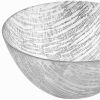 11" Clear And Silver Glass Abstract Round Salad Bowl