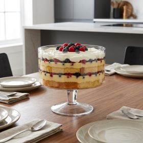 10" Clear Crystal Round Pedestal Trifle Bowl