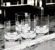 Set of Four Clear Mouth Blown Crystal Old Fashion Glasses