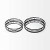 Set of Two Black Round Metal And Mirrored Glass Vanity Trays