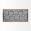 32" Brown and Black Glass Metal And Wood Geometric Serving Tray With Handles