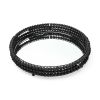 21" Matte Black Wood With Bead Mirrored Glass Bottom Round Tray