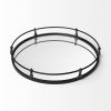 24" Silver Round Metal Indoor Outdoor Tray With Handles